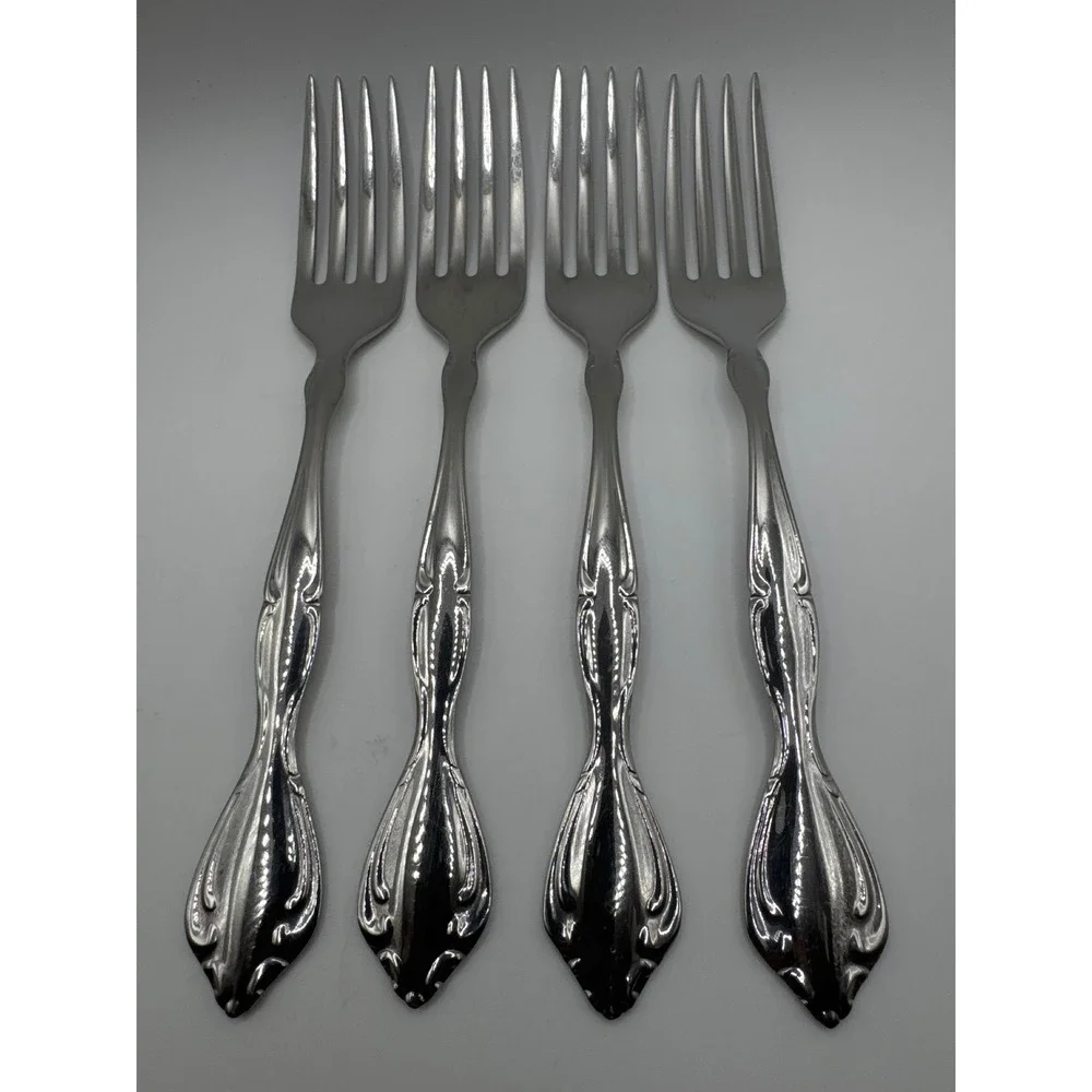 Oneida Cantata Stainless Steel Dinner Forks Set of 4 Glossy Community Pattern